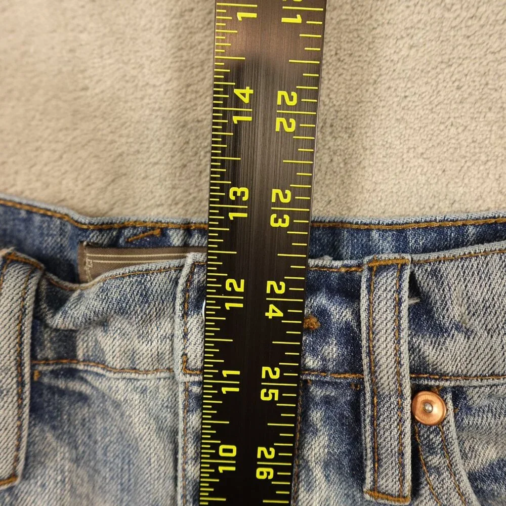 Point Sur Slouchy Boyfriend Jeans Size 27 Button Fly Distressed Light Wash Denim
